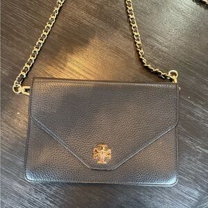 Tory Burch Black Crossbody Bag with Gold Chain